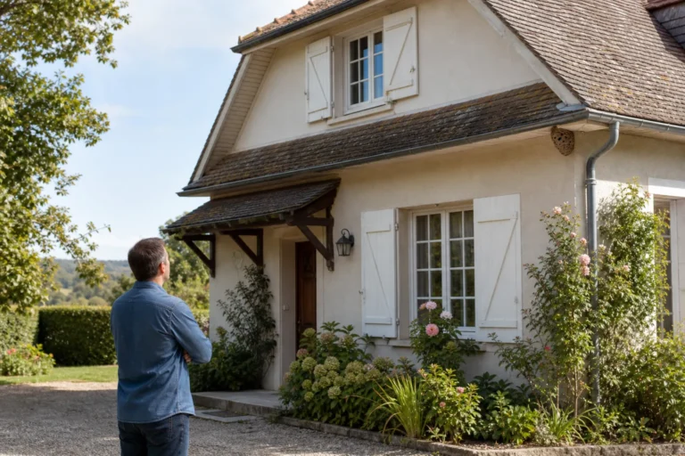 Nid de guêpes ou de frelons sous une toiture de maison, observé à distance